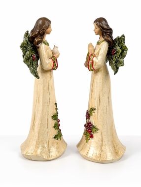 Christmas Angel Figurines Set of 2 – Praying Angel & Dove Angel Holiday Decor